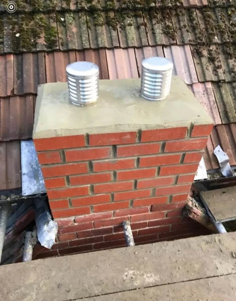 Chimney rebuild on a Newcastle rooftop